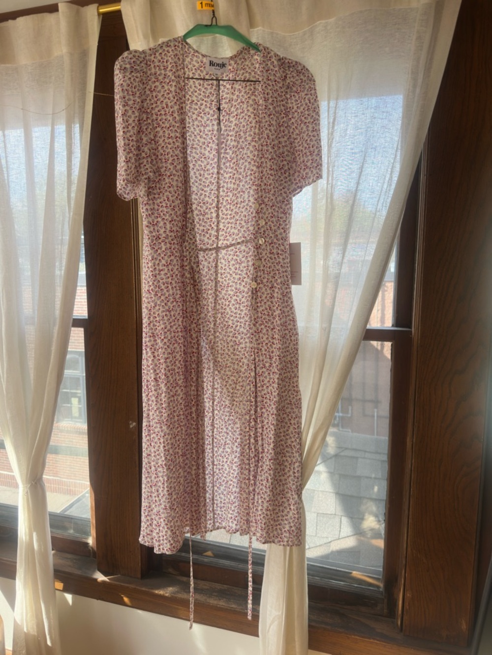 Rouje Pink and Red Floral Midi Dress
